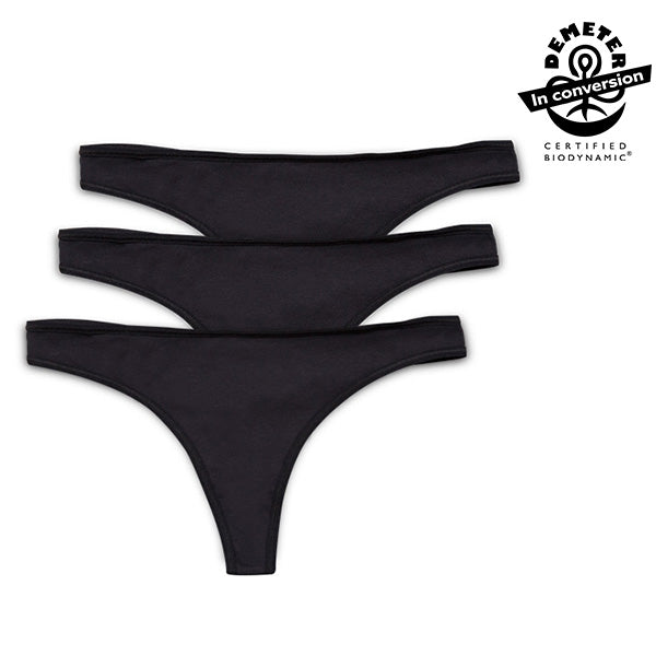 Sito In-Conversion Biodynamic Organic Cotton 3-Pack Women’s Thong Panties