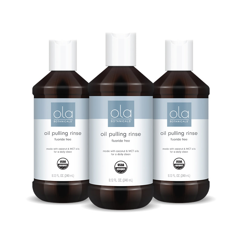 Ola Botanicals Organic Oil Pulling Rinse bottle