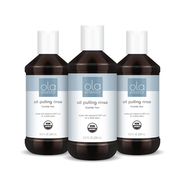 Ola Botanicals Organic Oil Pulling Rinse bottle