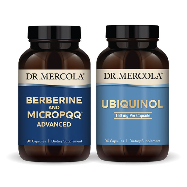 Berberine and MicroPQQ Advanced Ubiquinol supplement bottle