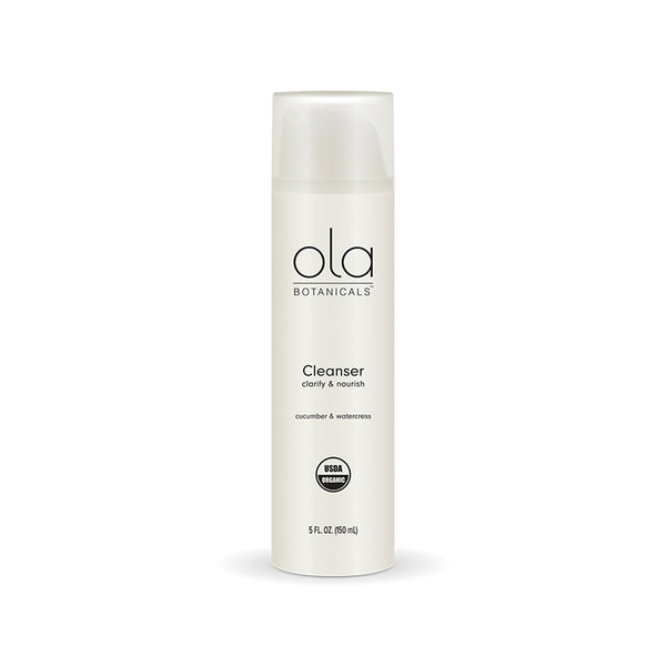 Ola Botanicals Cleanse & Tone Skincare Bundle in use