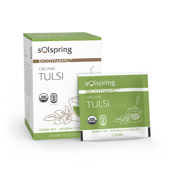 Solspring Biodynamic Organic Tulsi Tea box