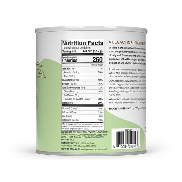 Solspring Organic A2 Dry Whole Milk Chocolate Flavor