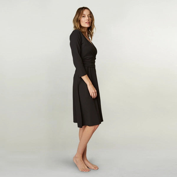 Women's Wrap Dress in In-Conversion Biodynamic Organic Cotton