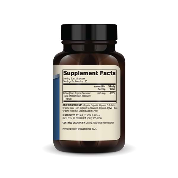 Iodine from Organic Seaweed supplement capsules