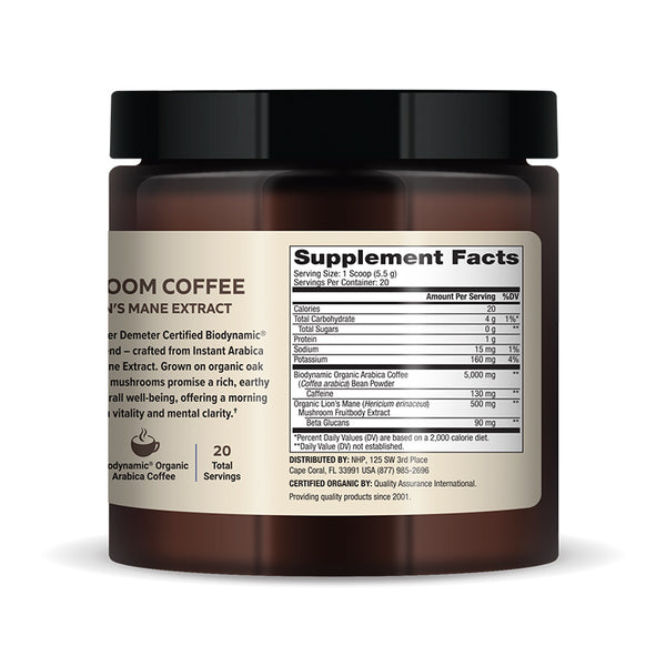 Biodynamic Organic Mushroom Coffee with Lion's Mane Extract