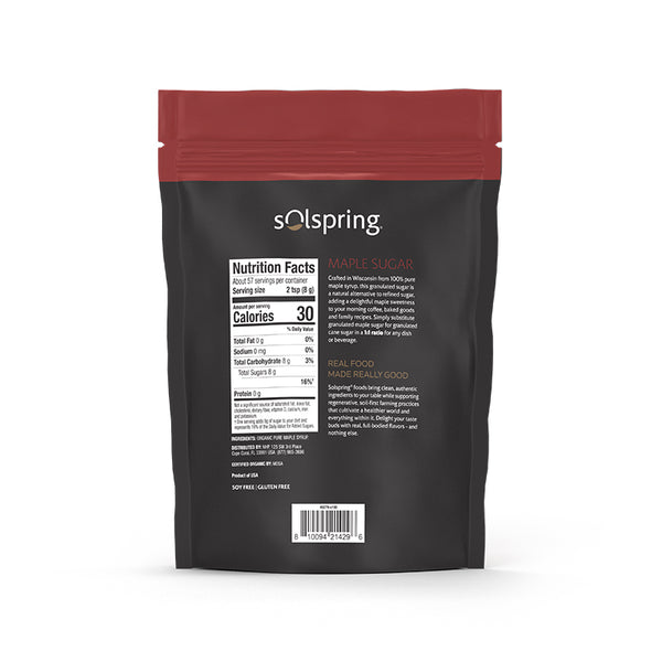 Solspring Organic Maple Sugar, 16 Oz