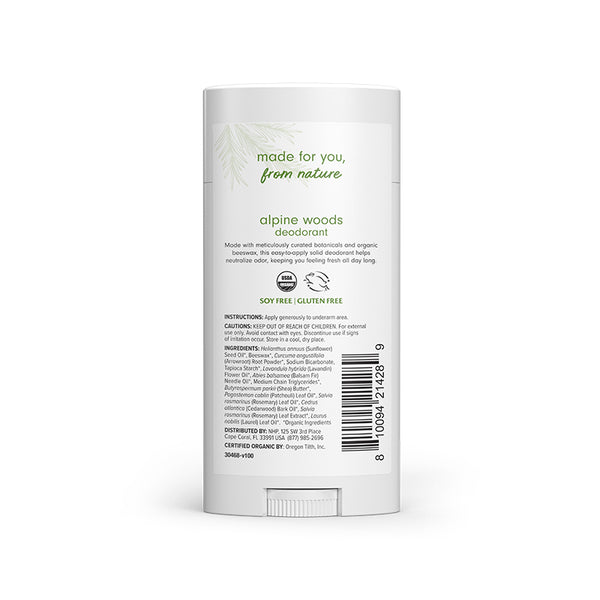Ola Botanicals Organic Deodorant, Alpine Woods, 2.65 Oz