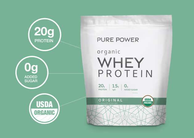 Pure Power Organic Whey Protein in Original — 20g protein, 0g added sugar, USDA Organic