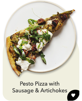Pesto Pizza with Sausage & Artichokes