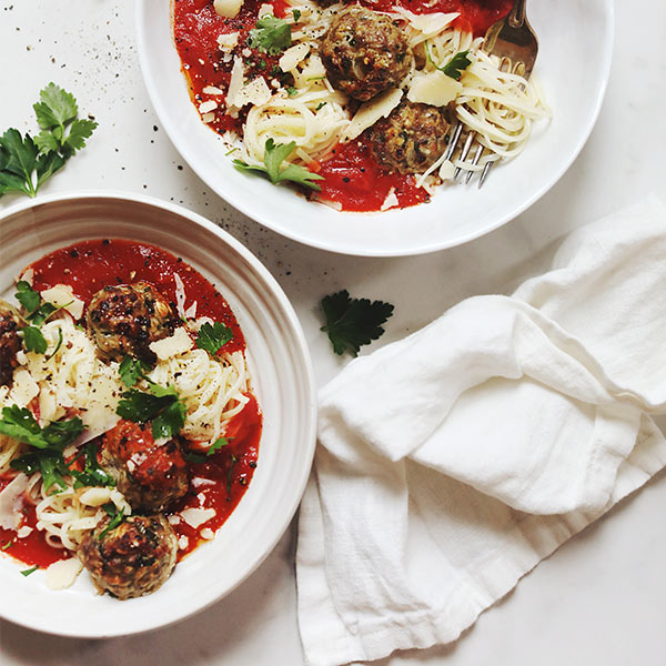 Turkey Meatballs with Angel Hair Pasta - 2